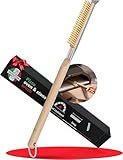 Senwosa 22” Pizza Oven Brush with Stone Scraper - Heat Resistant Stainless Steel Bristles, Extra Long Handle - Universal Fit for Most Pizza Ovens