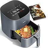 COSORI Air Fryer Pro 9-in-1, Compact 5QT, 450℉: Half Time & Chef-Grade Cook, One-Wipe Clean Glass Panel, 130+ In-App Recipes with Nutritional Info, Nonstick & Dishwasher-Safe Basket, Ceramic, Gray