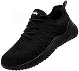 Tinefiy Steel Toe Shoes for Women Lightweight Comfortable Slip Resistant Safety Work Sneakers Cushion Puncture Proof Shoes Indestructible Shoe Size 7.5