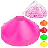 GoSports Premium Sports Cones for Agility Training and Drills - 20 Pack with Tote - Pink