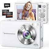 Digital Camera, 4K 64MP Cameras for Photography, Point and Shoot Digital Camera with Auto Focus, Dual Camera, Flash, 16X Zoom, Anti Shake, 32GB Card, Compact Vlogging Camera for Teens, Adults