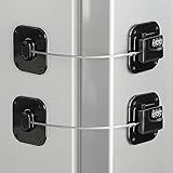 Refrigerator Lock, Heavy Duty Fridge Lock, Combination Lock for Refrigerator Cabinets, Drawers, Safety, Easy Install No Keys Needed (Black-2Pack)