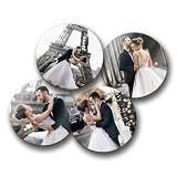 Smile Art Design Upload 2 Images Circle/Round Custom Coaster Print with Your Photos 2 Piece Set Glossy Vibrant Hardboard Personalized Photo Collage Picture Photo Prints Gifts Wedding Decoration