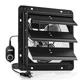 VEVOR 12 in Shutter Exhaust Fan Wall-Mount Automatic Louvers Variable Speed, Sturdy Steel Housing, Low Noise, AC Motor, 1347 CFM Ventilation and Cooling for Attic, Garage, Barn, Greenhouse, Workshop