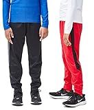 DEVOPS Boys Active Performance Workout Athletic Training Pants Jogger Sweatpants Gymwear(Large, Black/Red)