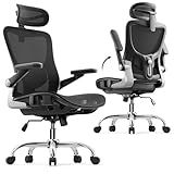 marrap Ergonomic Office Chair, Mesh Seat Cushion with 3D Armrests and 3D Headrest, Adjustable Lumbar Support with 90-120° Rocking Function, Black