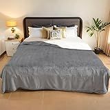 LaffyLo Electric Heated Blanket Full Size - 72"x84", Soft Flannel Heating Blanket, 10 Heating Levels, 1-12 H Auto Shut Off, Breathable Warm and Washable for Bed, Light Grey