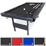 GoSports 6 ft or 7 ft Billiards Table - Portable Pool Table - Includes Full Set of Balls, 2 Cue Sticks, Chalk, and Felt Brush; Choose Your Size and Color