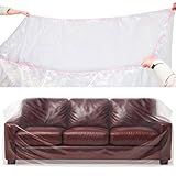 Lanboon Plastic Couch Cover Furniture Cover with Elastic Band, Clear Sofa Cover Protector for Moving and Storage, Waterproof & Dustproof Moving Bags for Couch Slipcover 92W x 42D x 42H Inches (Sofa)
