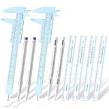 Teling 10 Pcs Eyebrow Ruler tools set 2 Eyebrow Measuring Ruler kit 4 Microblading White Skin Marker Pen 4 Paper Permanent Makeup Position Mapping Mark Tools for Artists Skin