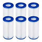 Bestway 58012E Type III/A Outdoor Swimming Pool Filter Pump Cartridge Replacement 4.2"x8" for Use in 500/800/1500 Gallon Filter Pumps (6 Pack)