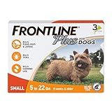 FRONTLINE Plus Flea and Tick Treatment for Small Dogs Upto 5 to 22 lbs. 3 Treatments