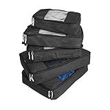 TravelWise 5 Piece Packing Cube Set, Durable Lightweight Luggage Organizer System with Small, Medium and Large Cubes for Travel, Weekender and Carry On Use, Black