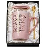 Best Friend Birthday Gifts for Women, Friendship Gifts for Women, Unique Mothers Day Birthday Gift Ideas for Her, Friends Female, Besties, BFF Ceramic Marble Coffee Mug Gift Box Printed Gold 14 oz