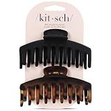 Kitsch Large Hair Clips For Women - Black & Tortoise, 2pcs