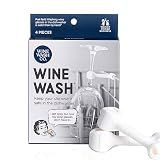 Wine Wash Dishwasher Attachment, Wine Glass Clip Kitchen Gadget for Cleaning Wine Glasses, Stemware Holder, BPA Free Silicone, Wine Accessories & Gifts for Wine Lover, White Set of 4