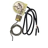 Ceiling Fan Light Switch Zing Ear Pull Chain ZE-109 Fan Light Switch, On-Off Speed with Pull Chain Compatible with Ceiling Fans, Lamps and Wall Lights (1, Bronze)