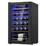 Icyglee 25 Bottle Compressor Wine Cooler Refrigerator, Freestanding Wine Cellar with 41-64°F Adjust Temp & Double-layer Glass Door for Red and White, Wine Cooler for Home Bar, Black
