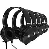 Sonitum Classroom Headphones-Bulk 25-Pack, Student On Ear Comfy Swivel Earphones for Library, School, Airplane, Kids-for Online Learning and Travel, HQ Stereo Sound 3.5mm Jack (Black Set)