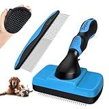 3PCS Dog Grooming Kit - Deshedding Brush, Slicker Brush, Bath Brush and Comb for Pet Supplies (Blue Black)