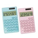 Basic Standard Calculators Small Digital Desktop Calculator with 8-Digit LCD Display, Battery Solar Power Smart Calculator Pocket Size for Kids for Home School (Pink Blue 2pcs)