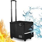 futaiphy Fireproof File Box with Wheels, Collapsible Rolling Fireproof Document Bag with Lock, Fireproof Box with Handle & Casters, Mobile Fireproof Document Storage for Legal/Letter Size Files