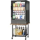 Mini Fridge Stand with Storage, Small Refrigerator Stand with Wheels, Mini Fridge Cabinet-Max Load 300 LBS Heavy Microwave Printer Stand Mini Fridge Cart for Dorm, Apartment, Kitchen, Office (Brown)