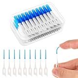 lanjue 220 Pieces Interdental Brushes, Silicone Dental Floss Picks with Case Dental Brushes Dental Picks Blue Tooth Floss Picks for Teeth Cleaning
