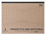 Koala Tools - 40-Page Drawing Pad for 2-Point Perspective, Room Grid Sketch Pad with 3D Virtual Walls Design, Gridded Graph Paper for Interior Room Design, Industrial, Architectural 9 x 12 inches