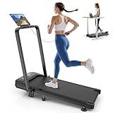 Walking Pad with 10% Incline, 3.5HP Low Noise Treadmill with Handle Bar, Trisomy 4 in 1 Portable Under Desk Treadmills for Home/Office, 330lbs Capacity, Remote Control & Transparent LED Display