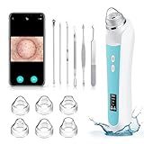 Facial Pore Blackhead Remover Vacuum, 1080P Camera Blackhead Remover, 20x Zoom, 8 LEDs & 3 Suction Modes, 800mAh Battery & USB - 6 Heads Pore Cleaner Kit for Women&Men(Blue)