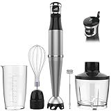 Immersion Blender Handheld Corded Hand Blenders Set 1100W, Trigger Variable Speed 5 in 1 Stick Emulsifier with Chopper, Whisk and Frother for Soup, Baby Food and Smoothies