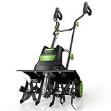 Electric Tiller for Gardening, 1800W 15A Garden Tiller Cultivator, 18" × 9" Rototiller with 24 Steel Tines, 400RPM Corded Tiller for Weeding, Gardening & Soil Cultivation