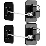 TIJTJHC Fridge Lock, 2PCS Upgraded Refrigerator Lock for Freezer, Cabinets and Drawers, Air Fryer, Closets, Windows, Doors, Durable ABS with Adhesive Backing, Easy Install, No Tools Needed, Black