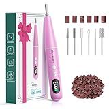 Cordless Nail Drill Kit - 9 Speed Wireless Electric Nail File with LED Display, Portable Nail Drill Machine for Acrylic Gel Nails, Rechargeable 20000RPM Hand Feet Grind Trim Tool for Women Men Baby