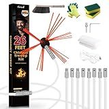 Morinoli 26 Feet Chimney Sweep Kit, Chrome Button Locking System, Chimney Cleaning Kit, Chimney Brush, Chimney Cleaning Tool, Chimney Cleaning System with 8 Flexible Chimney Rods