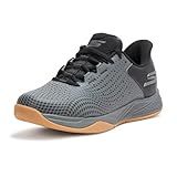 Skechers Men's Viper Court Reload Hands Free Slip-Ins Pickleball Sneaker, Black/Charcoal, 8
