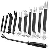 Zecirl 11 PCS AutoTrim Removal Tool Kit, Metal Pry Tool Auto Fastener Remover Pry Bar Set Trim Remover Kits for Vehicle Door Panel, Audio Radio Panel, Dashboard Repair Kit