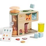 TOP BRIGHT Wooden Drink Dispenser Pretend Play Toys, Play Food Sets for Kids Kitchen with Cups, Juice Inserts, Ice Cubes, Montessori Toys for Boys Girls Capybara Gift Age 3+