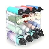 TIDY SAVANT Water Bottle Organizer - 4 Pack Clear Stackable Bottle Storage Rack and Wine Rack for Stanley Yeti Bottle and Other Tumbler Organizer for Kitchen Cabinets, 4 Tier Hold 16