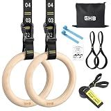 GHB Gymnastic Rings Wooden Gym Rings 1.25"