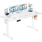 DUMOS 63 Inch Electric Standing Desk Height Adjustable, Sit to Stand Computer Workstations Large Work PC Table Home Office Writing Gaming Desks with Memory Presets for Walking Pad, Bedroom, White