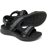 Diarilip Womens Orthopedic Walking Sandals Casual Sport Sandals with Adjustable Straps Comfortable Arch Support Athletic Shoes for Outdoor Hiking