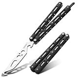 Dispatch Practice Butterfly Knife Trainer Unsharpened Balisong with Stainless Steel Dull Blade, Durable ABS Handle & Lock Latch | EDC Flipping, Martial Arts, Cosplay, Survival Training Tool, Black