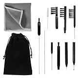 12 Pieces Hearing Aid Cleaning Kit, Hearing Aid Cleaning Tools, Hearing Aid Amplifier Cleaning Tools, Hearing Aid Brushes for Cleaning with Velvet Bag for Headset Earbuds Earphones