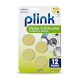 Plink Washing Machine and Dishwasher Cleaner and Freshener, Prevents Residue and Removes Odors in Kitchen and Laundry Room Appliances, Septic-Friendly, Made in the USA, Lemon Scent, 12 Tablets