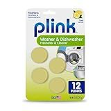 Plink Washing Machine and Dishwasher Cleaner and Freshener, Prevents Residue and Removes Odors in Kitchen and Laundry Room Appliances, Septic-Friendly, Made in the USA, Lemon Scent, 12 Tablets