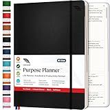 Purpose Planner B5 Undated Monthly Weekly Daily Productivity Journal 2024 Life Health Goal Setting Business Tool for Professionals Moms Academic Student Organizer Notebook (7.5”x9.8” Black Softcover)