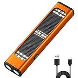 Ciwuzxs Solar/Rechargeable Flat Flashlights, 900 Lumens EDC Tactical Flashlight, Multi Function LED Small Flashlight, 7 Modes IP65 Waterproof for Home, Camping,and Emergency Use (Orange)