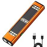 Ciwuzxs Solar/Rechargeable Flat Flashlights, 900 Lumens EDC Tactical Flashlight, Multi Function LED Small Flashlight, 7 Modes IP65 Waterproof for Home, Camping,and Emergency Use (Orange)